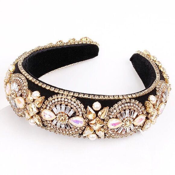 Crystal Pearl Headband Women Rhinestone Baroque Vintage Wedding Bridal Accessori
